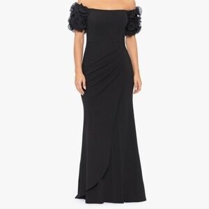 XSCAPE. Off-The-Shoulder Ruffled-Sleeve‎ Gown.